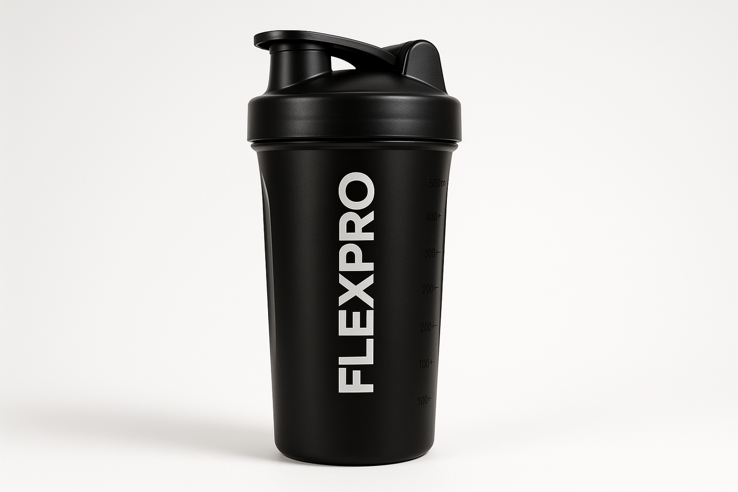 black 500ml shaker with logo of Flexpro