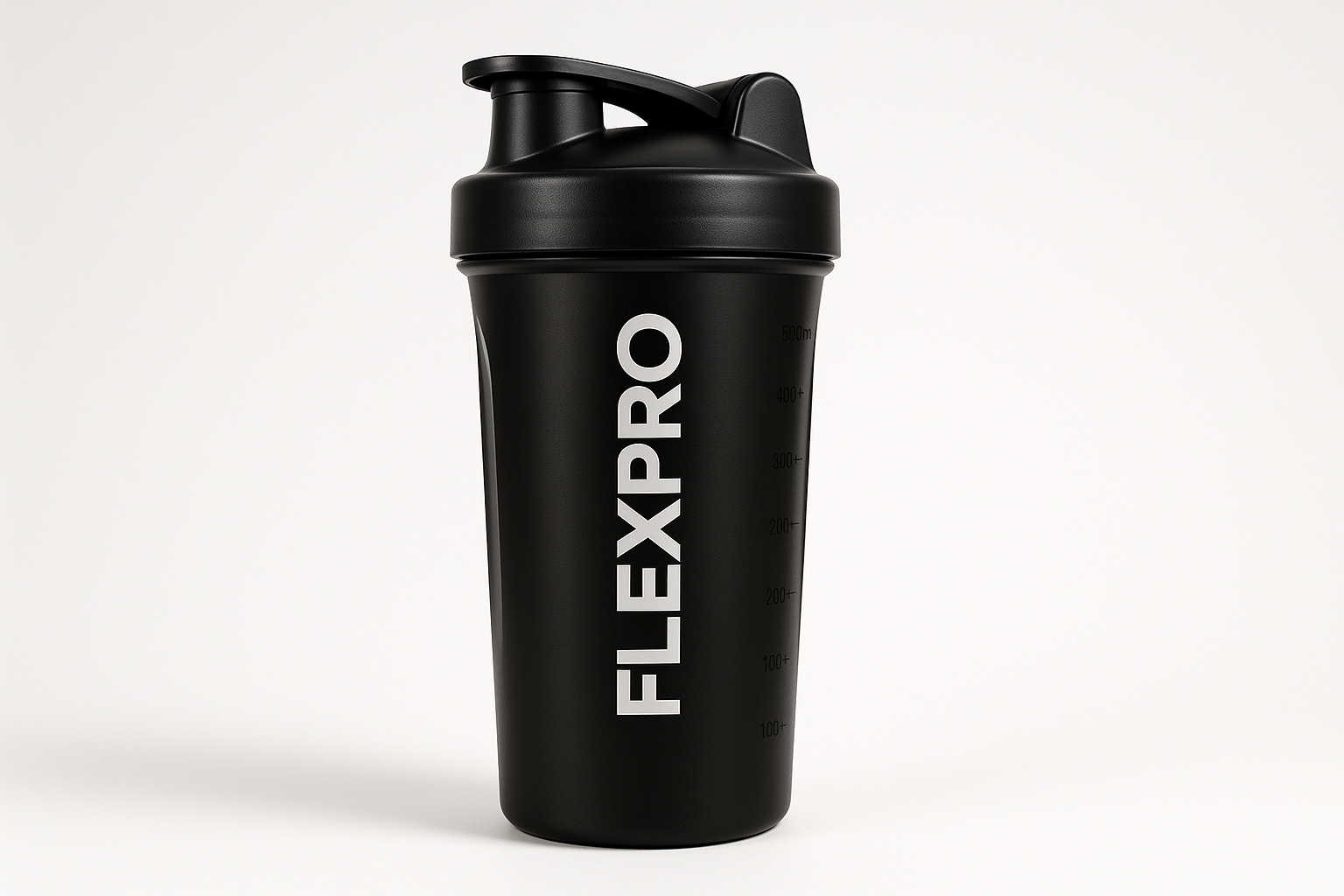 black 500ml shaker with logo of Flexpro